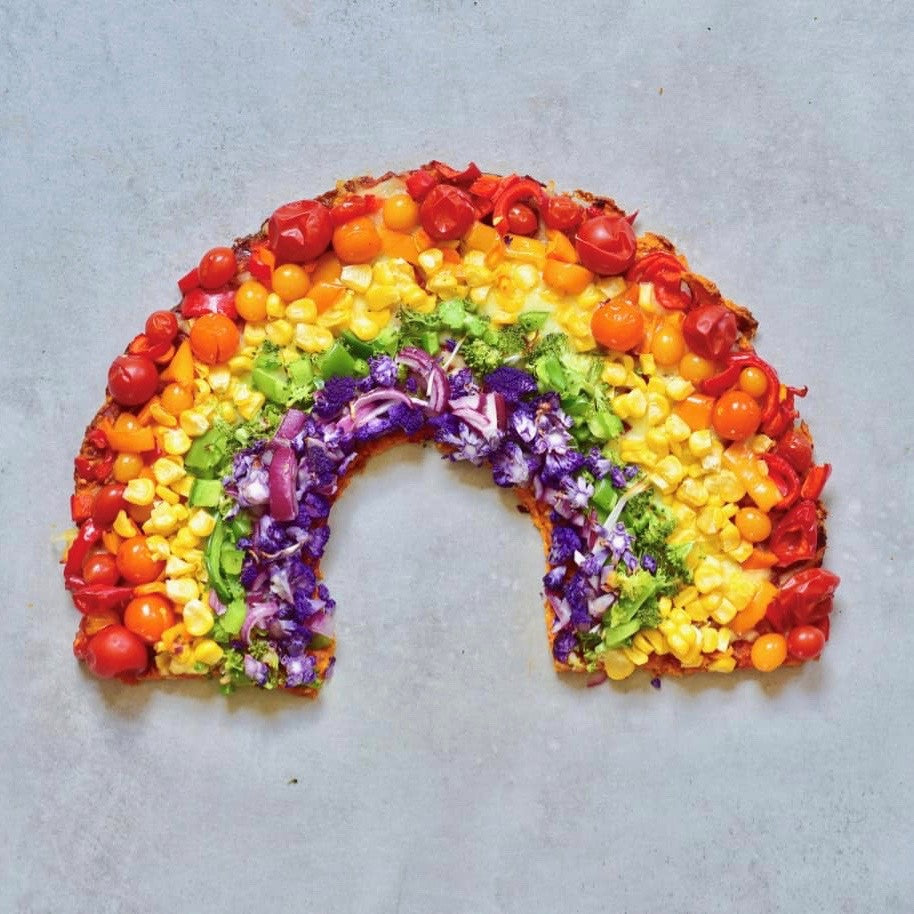 Sweet Potato Crust Rainbow Pizza by Alphafoodie